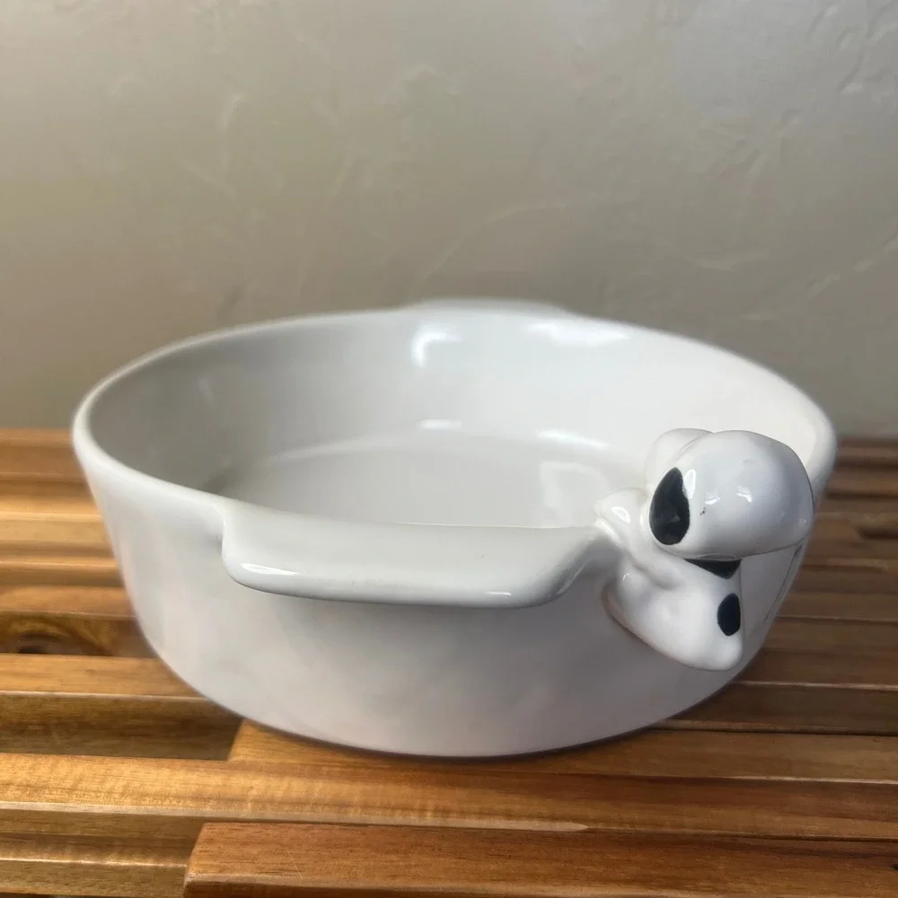 Rae Dunn Peanuts 75th Anniversary Snoopy Happiness Is Ceramic Baking Dish White